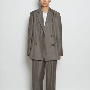 Loulou Studio double breasted grey Wool Blazer Oversized S New